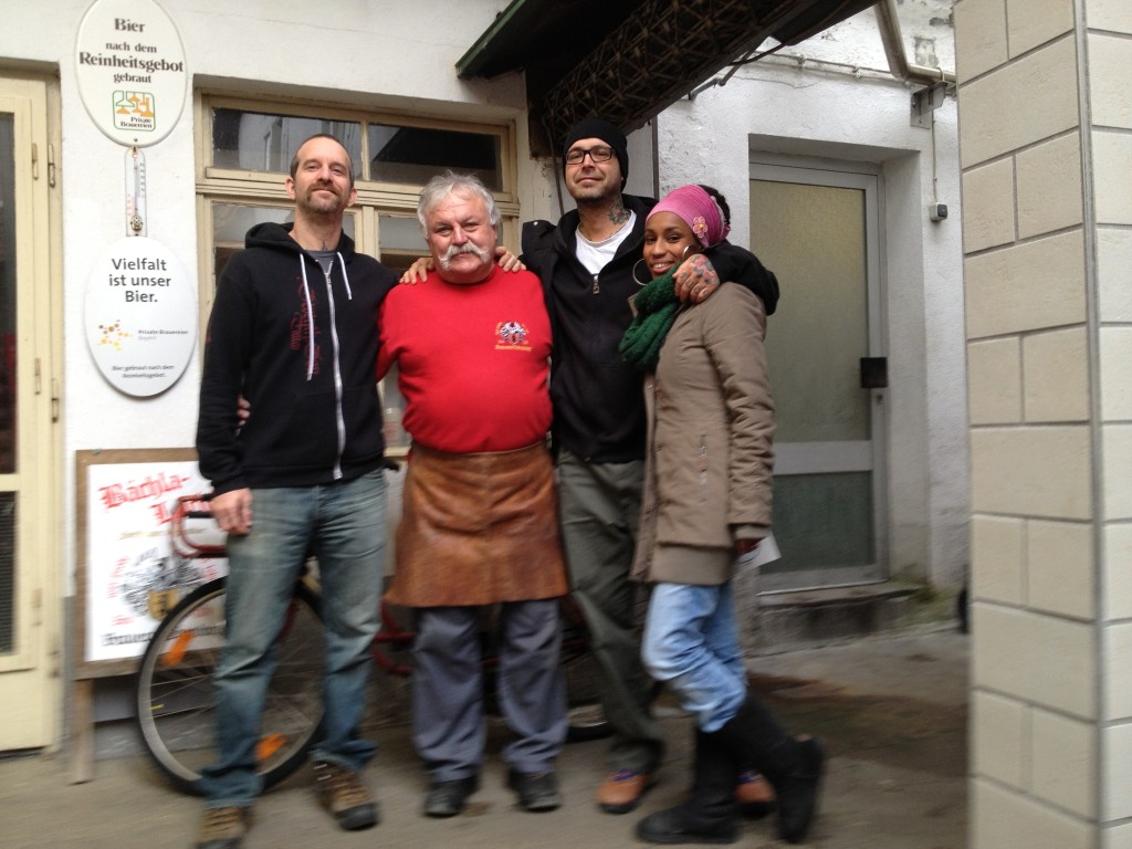 Jason with local Beer Monger, Fritz, and friends Sneuden & Claire.