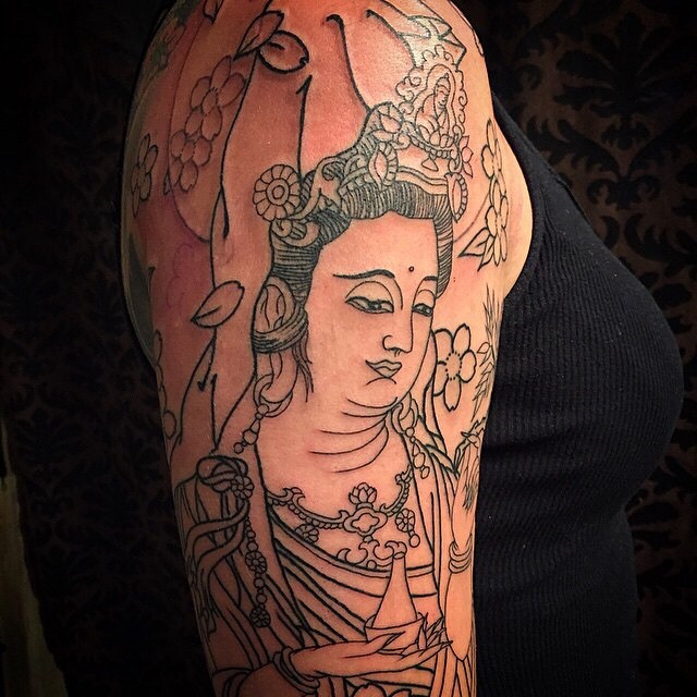 Recently started Kannon 1/2 sleeve by Josiah Laughlin