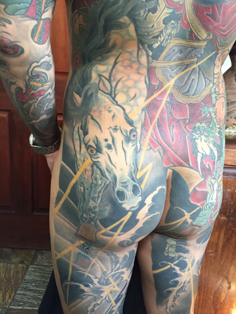 Horse detail of a recently finished back done by Jason Kundell